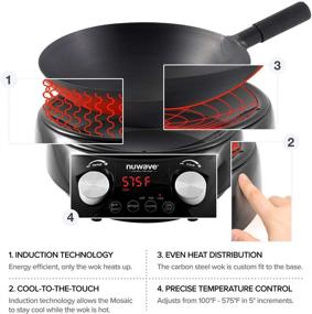 img 2 attached to 🍳 NUWAVE MOSAIC Induction Wok: 14-inch Carbon Steel Wok with Precision Temperature Control, Wattage Control, and Tempered Glass Lid