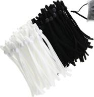 🎭 extra long 10 inch/26 cm giyomi elastic bands for masks - 60 pcs, adjustable elastic cord stretch diy ear band loop in white & black logo