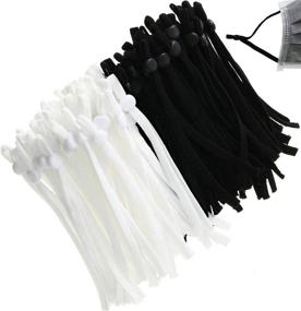 img 4 attached to 🎭 Extra Long 10 inch/26 cm GIYOMI Elastic Bands for Masks - 60 PCS, Adjustable Elastic Cord Stretch DIY Ear Band Loop in White & Black