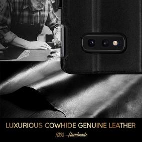 img 2 attached to 📱 FYY Genuine Leather RFID Blocking Wallet Case for Samsung Galaxy S10e (5.8"), Luxury Handcrafted Flip Folio Case with Kickstand Function and Card Slots - Black