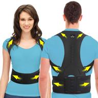 👕 somaz adjustable posture corrector for men and women - slouching corrector, comfortable clavicle support for rounded shoulders - medium size back belt for upper and lumbar back support логотип