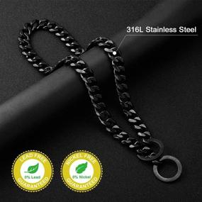 img 3 attached to Durable Stainless Steel Cuban Link Chain Dog Training Collar for Pitbull, German Shepherd, and Large Dogs - Black, 15mm