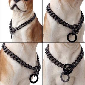 img 1 attached to Durable Stainless Steel Cuban Link Chain Dog Training Collar for Pitbull, German Shepherd, and Large Dogs - Black, 15mm