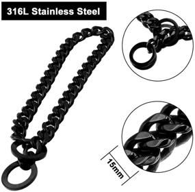 img 2 attached to Durable Stainless Steel Cuban Link Chain Dog Training Collar for Pitbull, German Shepherd, and Large Dogs - Black, 15mm