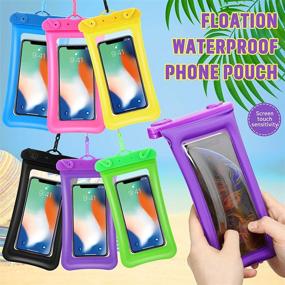 img 2 attached to 📱 Floatable Phone Case - Waterproof Cellphone Dry Bag with Lanyard for 6.5 Inch Smartphones - Beach, Swimming, Snorkeling - Assorted Colors