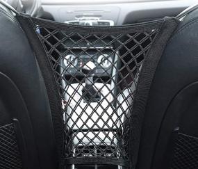 img 2 attached to 🚗 Kaungka 2-Layer Car Seat Net Storage Mesh Organizer - Stretchable Cargo Net Hook Pouch for Bag, Phone, Pets, Kids - Disturbance Preventer