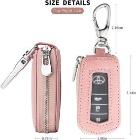 img 3 attached to 🔑 Genuine Leather Car Key Case: VSLIH Universal Vehicle Keychain Holder with Metal Hook & Zipper Bag for Remote Key Fob