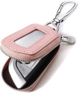 🔑 genuine leather car key case: vslih universal vehicle keychain holder with metal hook & zipper bag for remote key fob logo