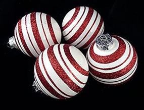 img 3 attached to 🎄 Set of 4 Shatterproof Christmas Ball Ornaments, Peppermint Twist Candy Cane Design, 3" (75mm)