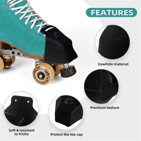 img 1 attached to 🛼 Tanzfrosch 100% Cowhide Roller Skate Toe Cap Guard Protectors with Bonus Shoelace Pair