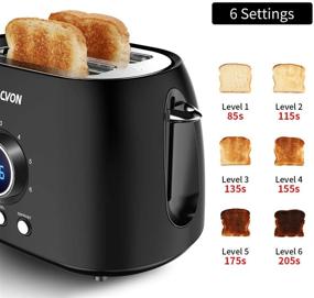 img 1 attached to Retro Black Toaster - 2 Slice SACVON Stainless Steel Toaster with 1.5 Extra Wide Slots, Bagel/Defrost/Reheat/Cancel Functions, 6 Shade Settings, Digital Timer, Removable Tray - Matte Black