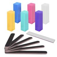 nail file and buffer kit, wosweet 6pcs rectangular art care buffer block + 6pcs double-sided 100/180 grit nail files + 1pcs purple 180/240 emery board logo