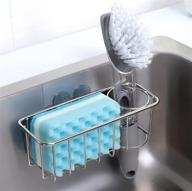 🧽 sus304 stainless steel adhesive sink caddy: 3-in-1 holder for sponges, brushes – rust & water proof, no drilling required! логотип