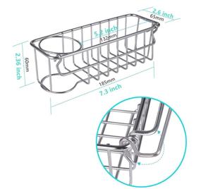 img 1 attached to 🧽 SUS304 Stainless Steel Adhesive Sink Caddy: 3-in-1 Holder for Sponges, Brushes – Rust & Water Proof, No Drilling Required!