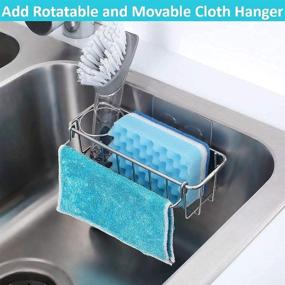 img 3 attached to 🧽 SUS304 Stainless Steel Adhesive Sink Caddy: 3-in-1 Holder for Sponges, Brushes – Rust & Water Proof, No Drilling Required!