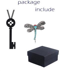 img 3 attached to 🐉 Coraline Dragonfly Necklace Set with Hair Clip | Horror Movie Cartoon Cosplay Accessories | Skull Collar Key Necklace for Women and Girls | Jewelry Gift with Enhanced SEO