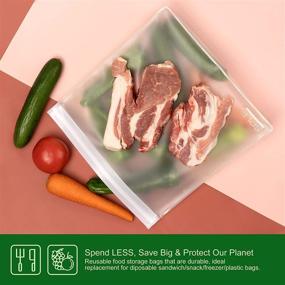 img 1 attached to 4-Pack Dishwasher-Safe Reusable Storage Bags: Stand-Up Zipper Bags for Sandwiches, Snacks, Lunch, Gallon Freezer Storage - BPA-Free, Leakproof, Silicone and Plastic-Free