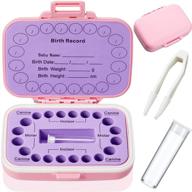 children's keepsake tooth box & memory organizer - baby teeth saver storage holder for kids, with fetal hair container and tweezer (pink) logo