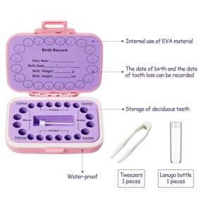 img 3 attached to Children's Keepsake Tooth Box & Memory Organizer - Baby Teeth Saver Storage Holder for Kids, with Fetal Hair Container and Tweezer (Pink)