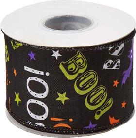 img 1 attached to 🦇 Spooky and Stylish: Reliant Ribbon Boo Bats Halloween Wired Edge Ribbon - Black, 2-1/2 Inch X 10 Yards