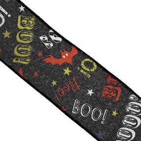 img 2 attached to 🦇 Spooky and Stylish: Reliant Ribbon Boo Bats Halloween Wired Edge Ribbon - Black, 2-1/2 Inch X 10 Yards