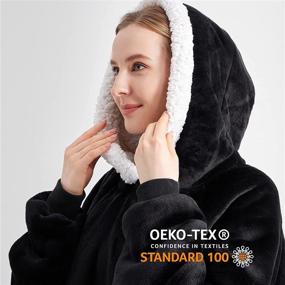 img 2 attached to 🧥 Bedsure Wearable Blanket Hoodie: Cozy Long-Length Sherpa Fleece Blanket Sweatshirt for Women, Men, and Teens - Stay Warm with this Hooded Blanket Jacket