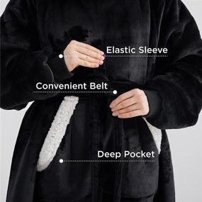 img 1 attached to 🧥 Bedsure Wearable Blanket Hoodie: Cozy Long-Length Sherpa Fleece Blanket Sweatshirt for Women, Men, and Teens - Stay Warm with this Hooded Blanket Jacket