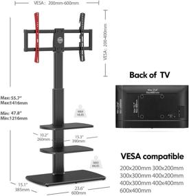 img 2 attached to FITUEYES TV Stand - Tall Floor Stand for up to 65 Inch TVs | Sturdy Wood Base & Height Adjustable Shelves | Universal Corner Stand for Flat Panel Screen TVs