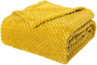 🧡 jinchan mustard yellow fleece throw blanket: soft waffle pattern, lightweight, plush velvet, 50x60 inch logo