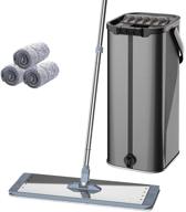 🧹 adjustable stainless steel handle flat floor mop and bucket set with 4 reusable microfiber pads – professional commercial floor cleaner for efficient floor cleaning logo