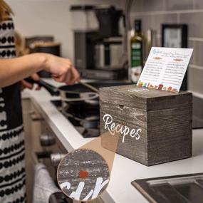 img 1 attached to 📦 KitchenMania Wood Recipe Box with Vintage Style Dividers - Complete Set with 100 Double-Sided Recipe Cards, Card Protectors, Perfect Gift for Grandma, Mom, Women - Rustic Black