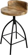 🪑 benzara industrial style adjustable swivel counter height stool with backrest in brown and black - sleek and functional seating option logo