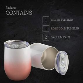 img 2 attached to Set of 2 Insulated Wine Tumblers with Lid - Stainless Steel Stemless Wine Glasses - Double Wall Vacuum Insulated Travel Tumbler Cups for Coffee, Drinks, Champagne, Cocktails, Beverages - 12 oz - Your Happy Day