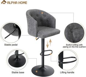 img 1 attached to 🪑 ALPHA HOME Swivel Bar Stool Adjustable Airlift Counter Height Bar Stool Kitchen Dining Cafe Hydraulic Faux Leather Bar Chair with Cushioned Back and Chrome Metal Base, Gray - 1 Piece