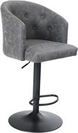 🪑 alpha home swivel bar stool adjustable airlift counter height bar stool kitchen dining cafe hydraulic faux leather bar chair with cushioned back and chrome metal base, gray - 1 piece logo