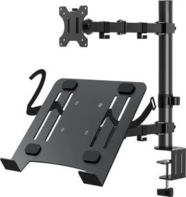 img 4 attached to 💻 Adjustable Monitor Arm Stand with Laptop Tray - MOUNTUP MU4002, Fits Max 27 Inch Computer Screen and 17 Inch Notebook, Holds 17.6lbs, Clamp/Grommet Mount Base