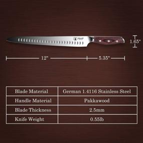 img 2 attached to WALLOP 12-Inch Meat Slicing Carving Knife - Brisket Knife Long Slicer for Meat Cutting - German HC Stainless Steel with Full Tang Pakkawood Handle - Jane Series - Includes Gift Box
