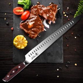 img 1 attached to WALLOP 12-Inch Meat Slicing Carving Knife - Brisket Knife Long Slicer for Meat Cutting - German HC Stainless Steel with Full Tang Pakkawood Handle - Jane Series - Includes Gift Box