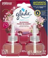 запонки glade plugins, ароматизатор воздуха, заполнители, ароматизированные и эфирные масла для дома и ванной комнаты, аромат цветущей пиона и черешни, 1,34 жидкой унции, упаковка из 2 логотип