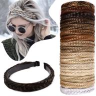 synthetic dark brown hair hoop with tooth fishtail braids - plaited headband with teeth braid - chunky braid headband hairpiece for women (48g, #4a) logo