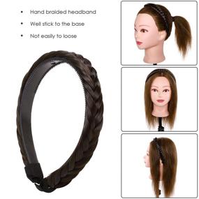 img 1 attached to Synthetic Dark Brown Hair Hoop with Tooth Fishtail Braids - Plaited Headband with Teeth Braid - Chunky Braid Headband Hairpiece for Women (48g, #4A)