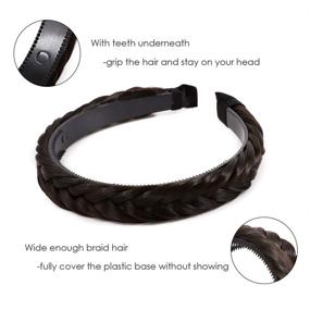 img 2 attached to Synthetic Dark Brown Hair Hoop with Tooth Fishtail Braids - Plaited Headband with Teeth Braid - Chunky Braid Headband Hairpiece for Women (48g, #4A)