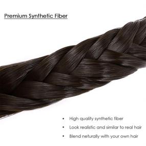 img 3 attached to Synthetic Dark Brown Hair Hoop with Tooth Fishtail Braids - Plaited Headband with Teeth Braid - Chunky Braid Headband Hairpiece for Women (48g, #4A)