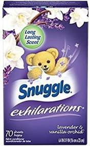 img 3 attached to Snuggle Exhilarations Fabric Softener Dryer Sheets, Lavender and Vanilla Orchid: 3-Pack with 70 Sheets Each