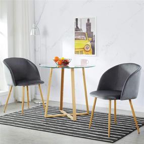 img 1 attached to 🪑 Dorafair Modern Velvet Dining Chairs: Stylish Mid Century Armchair Side Chairs for Makeup, Living Room, and Bedroom with Wood-Look Metal Legs in Gentle Grey