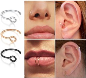 img 1 attached to 💍 MODRSA Faux Septum Rings - Clip On Non-Pierced Nose Rings for Men and Women, Double Hoop Bull Nose Ring Hoop, Fake Septum Nose Rings Jewelry