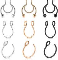 💍 modrsa faux septum rings - clip on non-pierced nose rings for men and women, double hoop bull nose ring hoop, fake septum nose rings jewelry logo
