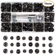 🔒 70 sets of premium brass snap fasteners kit for leather, 15mm 9/16" - button snaps in brass & gun black logo