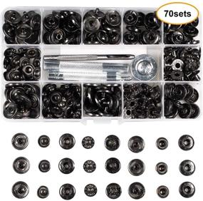 img 4 attached to 🔒 70 Sets of Premium Brass Snap Fasteners Kit for Leather, 15mm 9/16" - Button Snaps in Brass & Gun Black