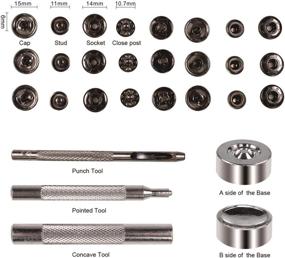 img 2 attached to 🔒 70 Sets of Premium Brass Snap Fasteners Kit for Leather, 15mm 9/16" - Button Snaps in Brass & Gun Black